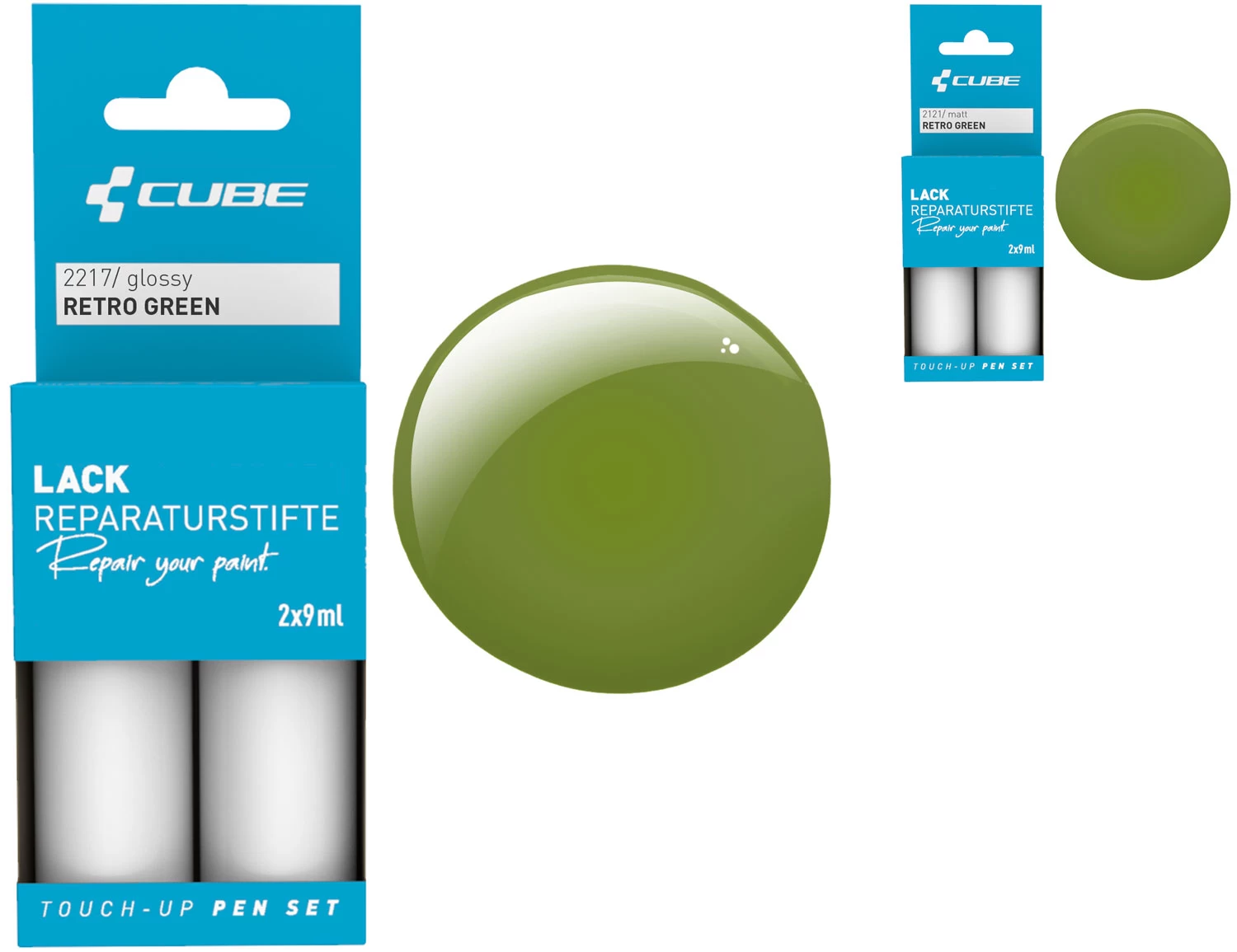 Cube Lackreparaturstift Set RETRO GREEN 3 Cube Lackreparaturstift Set RETRO GREEN