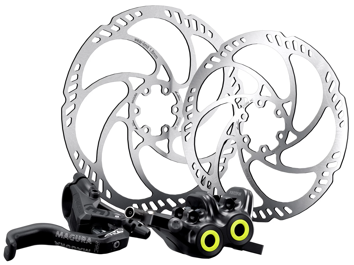 MAGURA MT5 PRO Scheibenbremsen-Set + Storm HC 203/180 3 MAGURA MT5 PRO Scheibenbremsen-Set + Storm HC 203/180